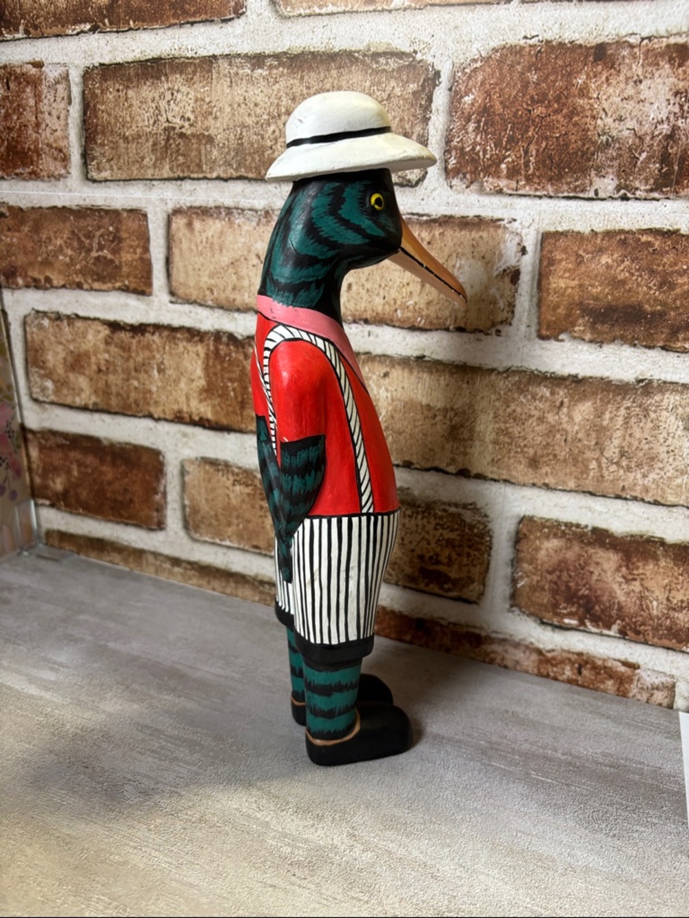 Duck Man Hand-Painted 10 Inch Decorative Duck Figurine in Red, Pink & Green - Picture 4 of 11